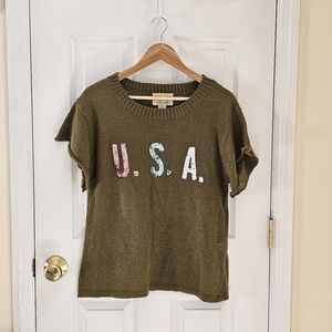Wildfox White Label U.S.A. Short Sleeve Sweater Sz XS